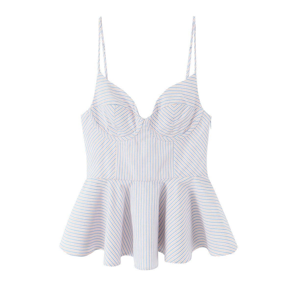 Striped backless short camisole dress for women