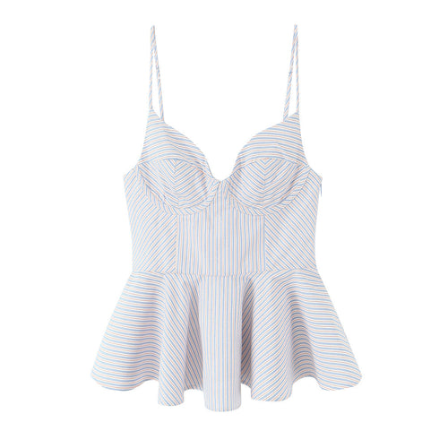Striped backless short camisole dress for women